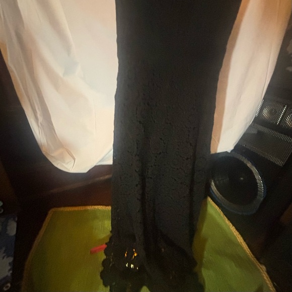 Theory Black Crochet Halter Gown | Open-Back Evening Dress | Size 6 - Picture 10 of 12